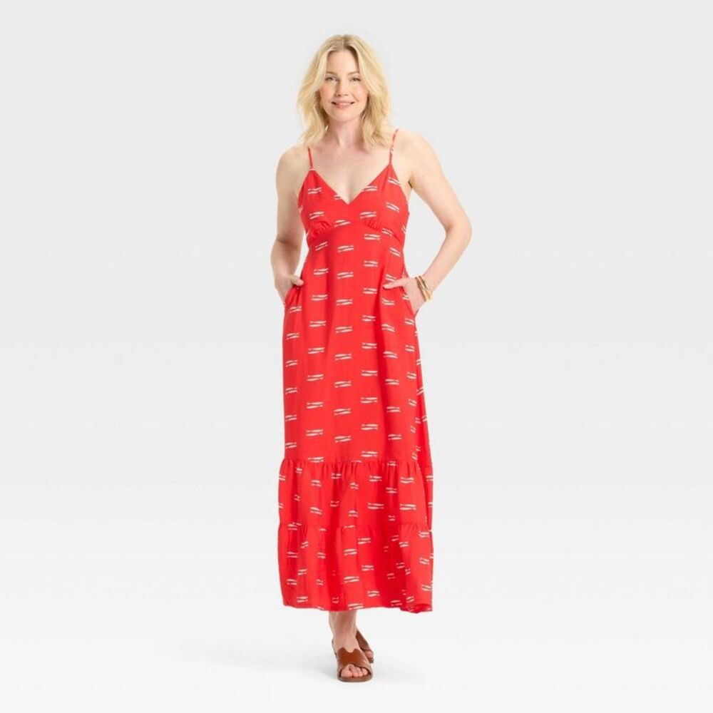 a new day Red Spaghetti-Strap Maxi Dress